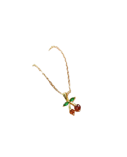 Cadena dije cereza dorada con mini circones