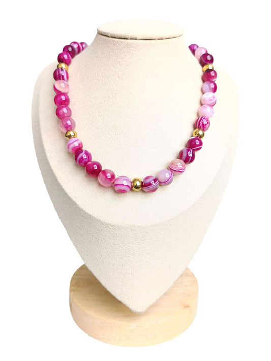 Collar piedras naturales fucsia