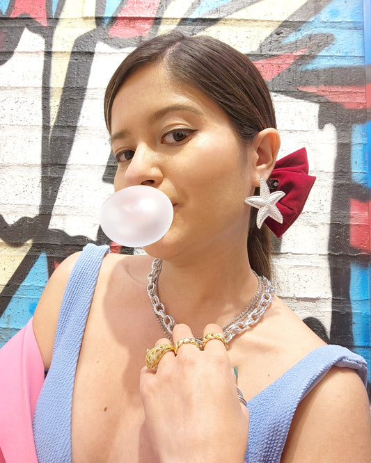 Aretes estrella baño en plata