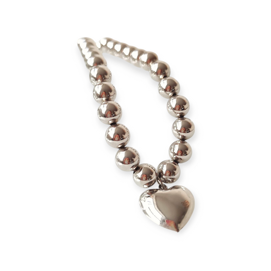 Collar choker graduable de corazón dorado y plateado